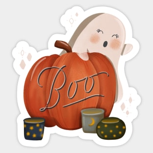 Boo cute ghost pumpkin Sticker